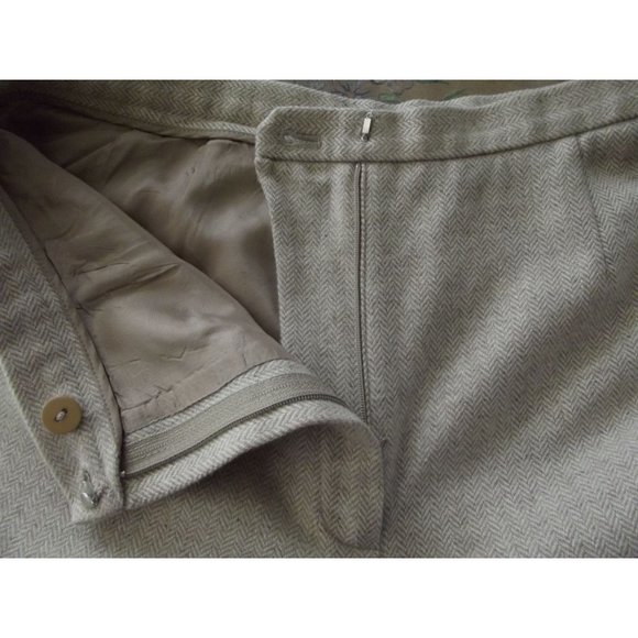 Liz Claiborne 14 Wool Blend Pants beige herringbone textured high rise dress pts - Picture 4 of 7